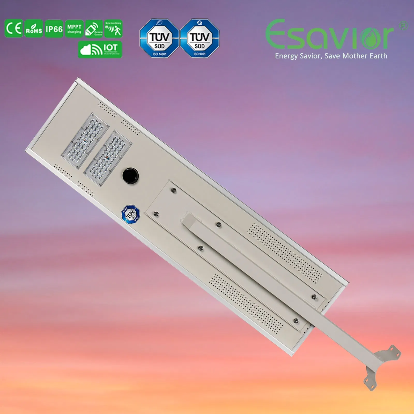 Esavior LED All in One Integrated Solar Street Sensor/Smart Light with Iot IP66 Ce RoHS Certificate