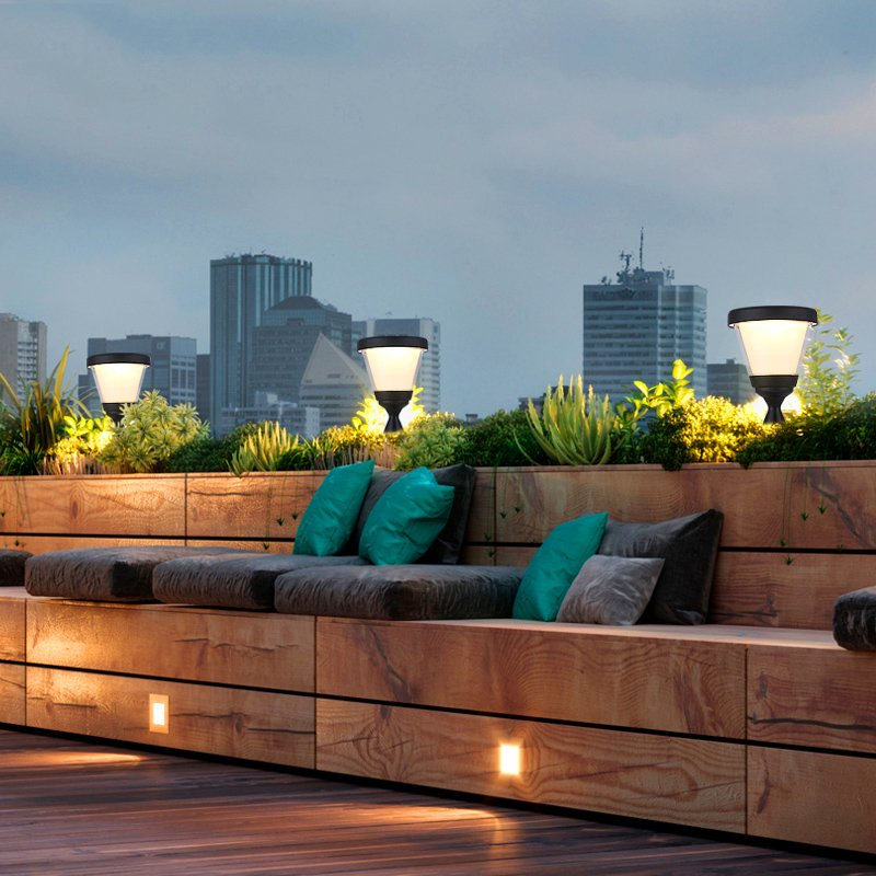 Super Bright Outdoor House Residental Aluminum Pathway Park Garden Bollard 5W LED Solar Lawn Light