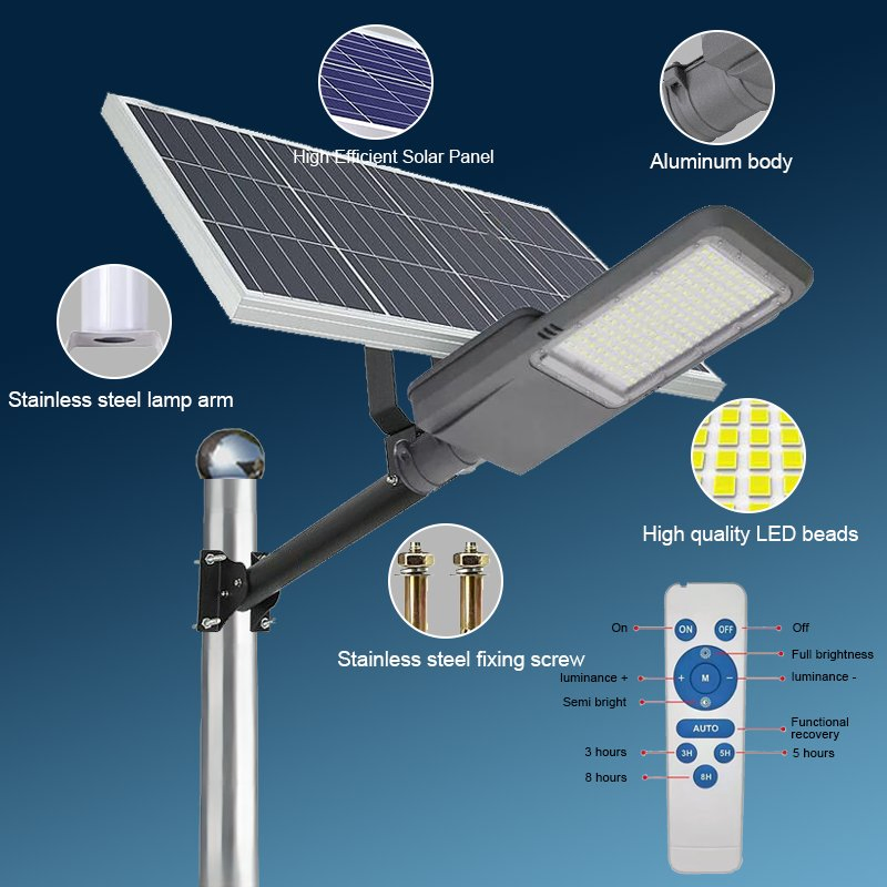 Split-Type Commercial Light-Emitting Diode Solar Street Lamp, Waterproof Aluminum Integrated Solar Lamp, IP65 Grade for Roads and Gardens
