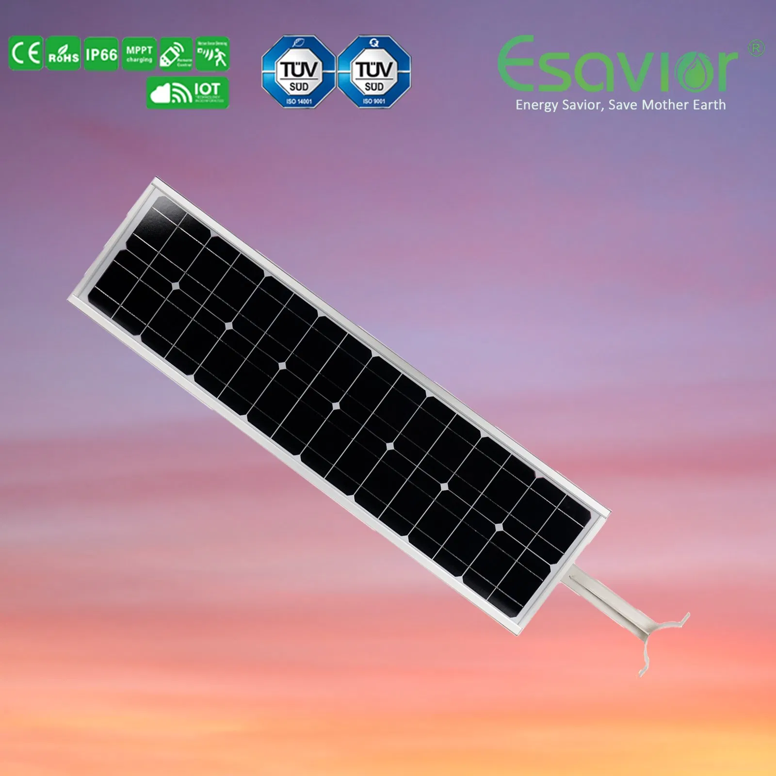Esavior LED All in One Integrated Solar Street Sensor/Smart Light with Iot IP66 Ce RoHS Certificate