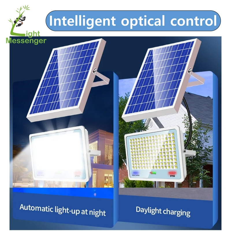 Light Messenger Good Price LED Outdoor Parking Lot Garden Court Lighting High Lumen Solar Energy Powered Dusk to Dawn IP66 Waterproof 200W Security Flood Light