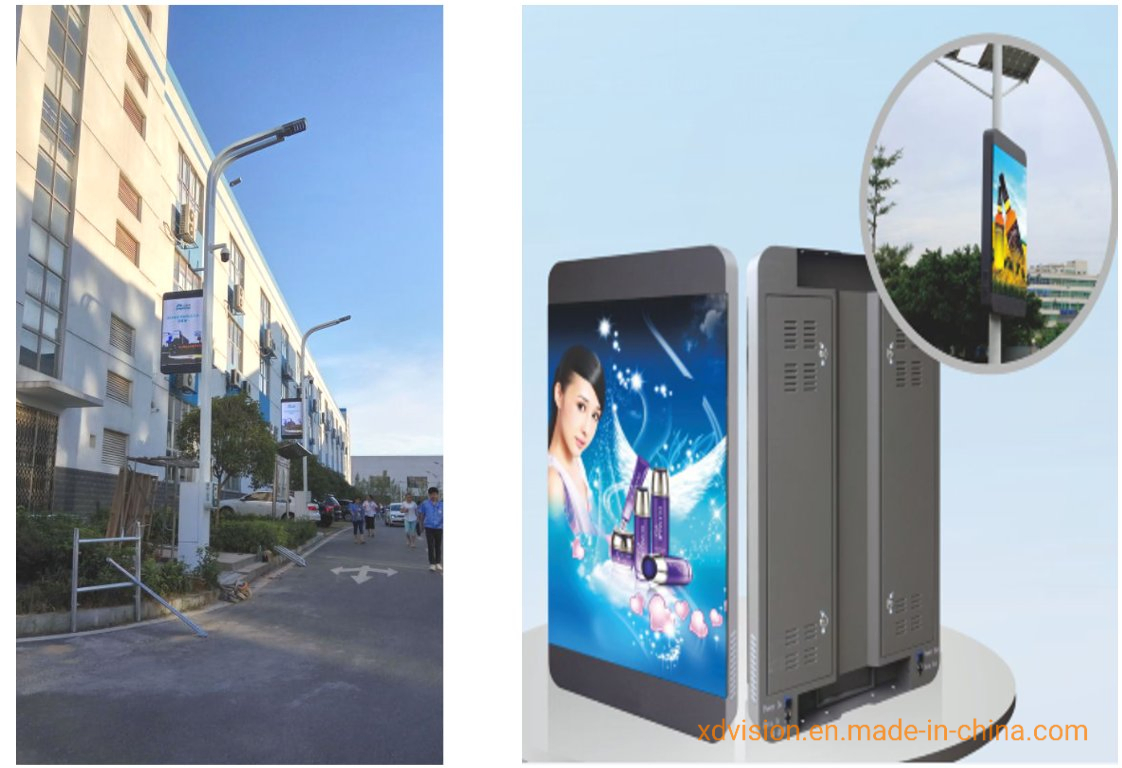 Outdoor Full Color Pole LED Sign Billboard Smart/Intelligent City Solar Panel System Lighting Pole LED Display Screen