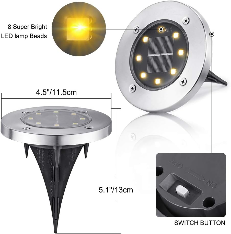 Hot Sale 8 LED Solar Floor Lamp Control Landscaping Garden Solar Ground Lights for Lawn Pathway Yard Solar Power LED Light Lamp
