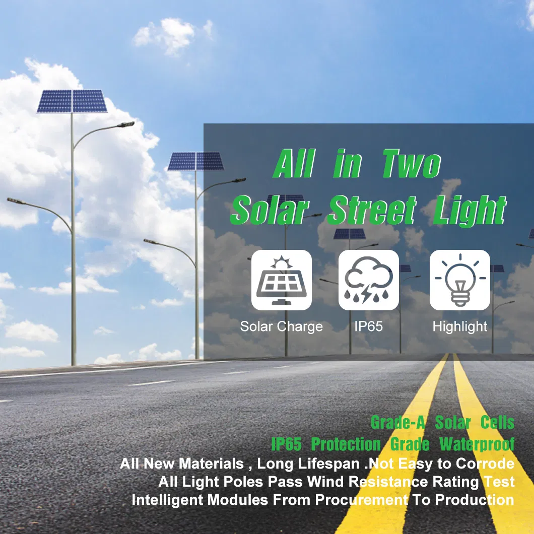 Autex 30W 40W 60W 80W Waterproof All in Two LED Solar Street Light for Road Outdoor Garden