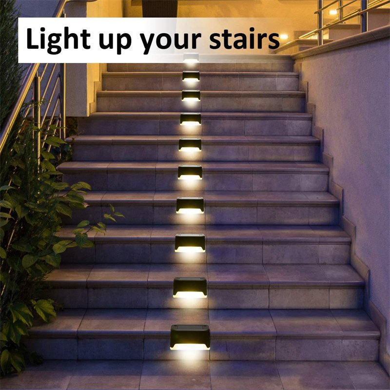 Solar Lights for Steps Deck Solar Stair Light Outdoor Waterproof Stainless Steel LED Fence Light for Garden Patio Pathway