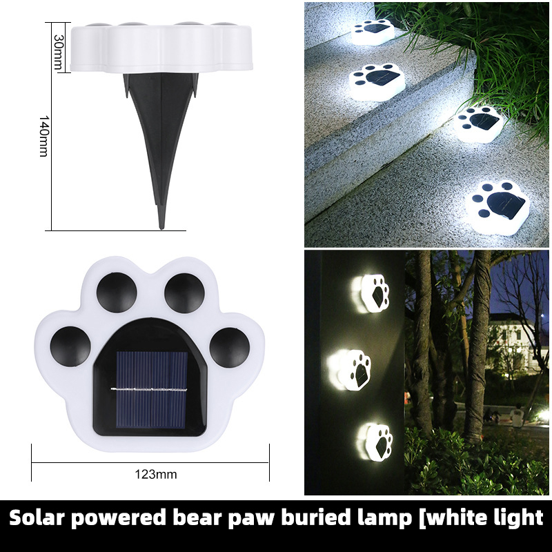 Solar Paw Print LED Garden Yard Outdoor Decorative Pathway Light