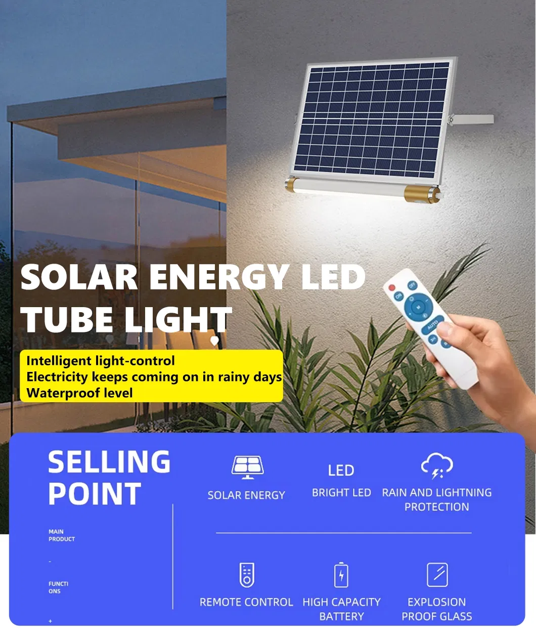 Outdoor Solar LED Tube Light