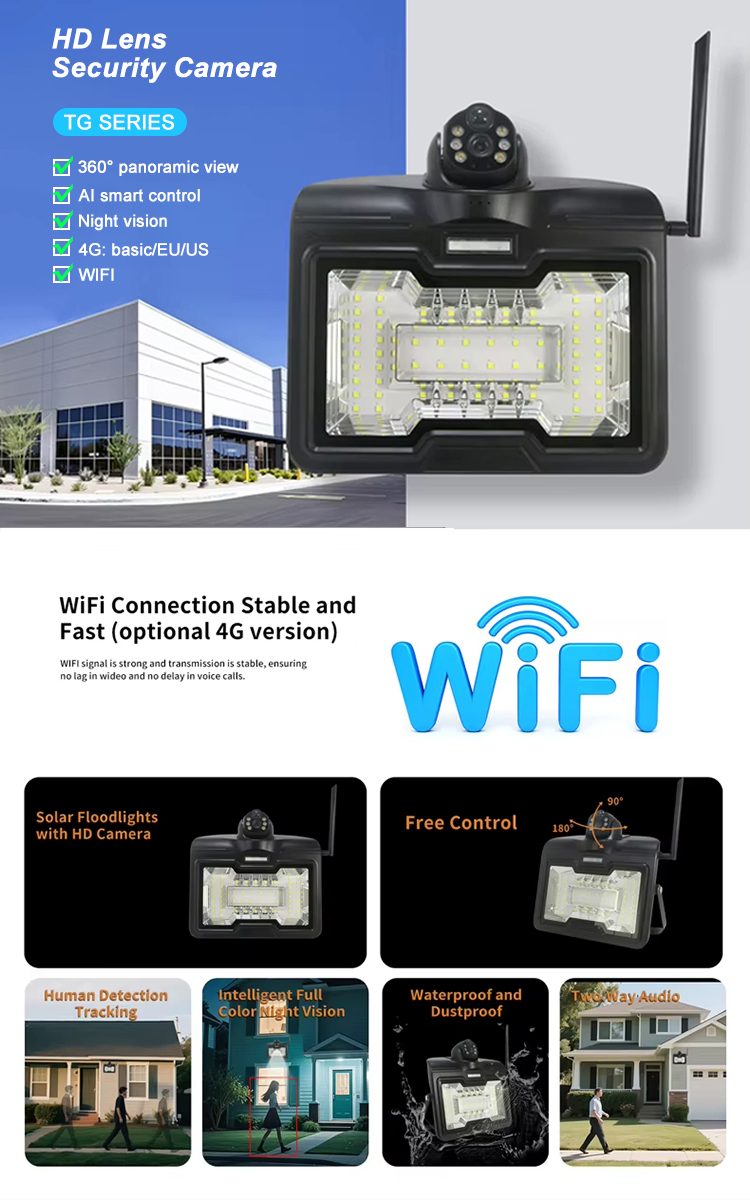 4K Ultra HD Dual Lens Solar Security Camera with Floodlight 24W Split Solar Panel Full Color Night Vision