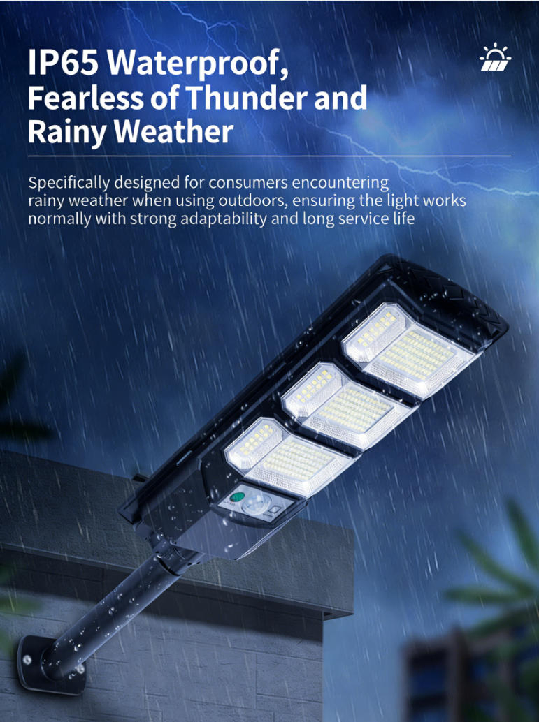 300W Commercial Grade Solar Street Light High Brightness LED Solar Lamp for Parking Lot Street Road Pathway Lighting