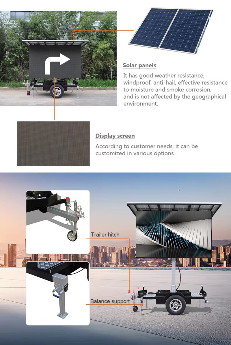 Mobile LED Billboard Trailer with Solar Power Display