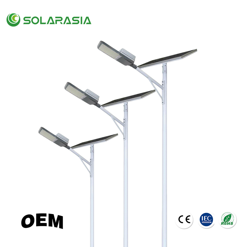 Professional 150W Solar Street Light Tower, Commercial Grade Outdoor LED Solar Light for Road, Park, Large Area Illumination