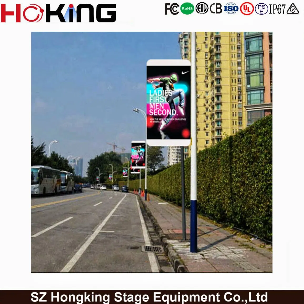 P4 Outdoor LED Billboard Solar Pole Light LED Displays Street Pole Advertising Road Light Pole LED Screen