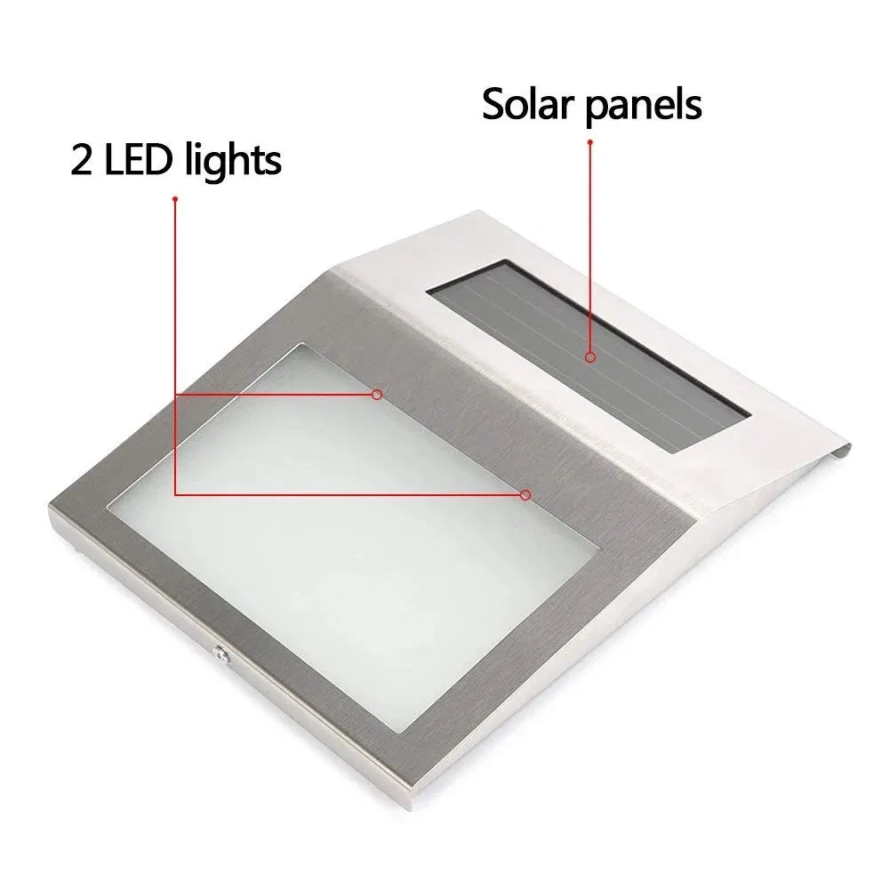 New Stainless Steel 2LED Solar Powered Doorplate Number Outdoor Billboard Wall Light House Apartment Door Plate Lamp