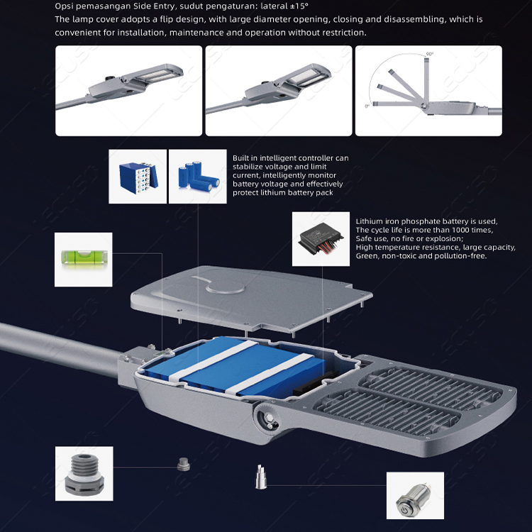 Outdoor Waterproof Integrated All in Two 100W 200W 300W 500W Solar Street Light with Solar Panel for Street