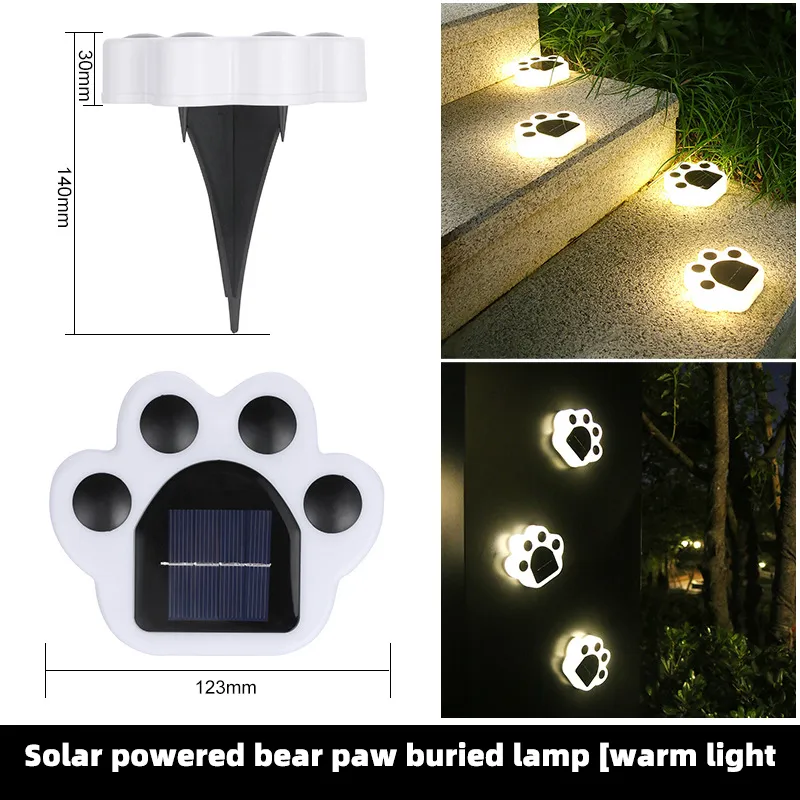 Solar Paw Print LED Garden Light