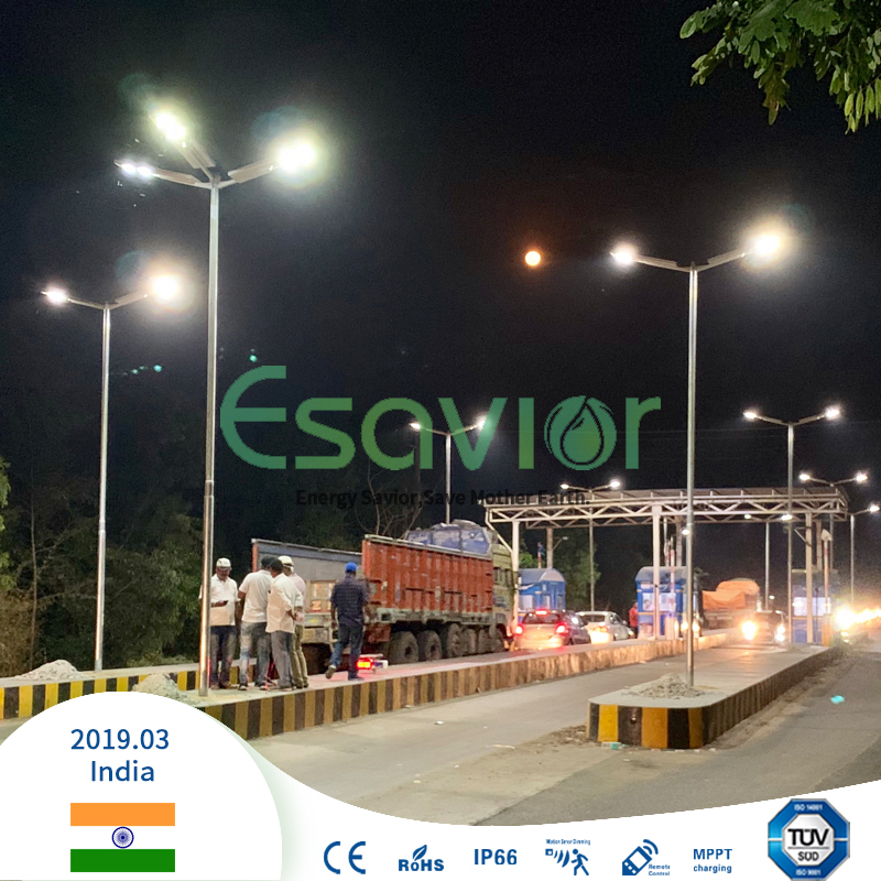 Esavior 80W Ce RoHS IP66 All in One Solar Sensor Iot LED Street Light with Iot Remote Control Smart Motion Sensor