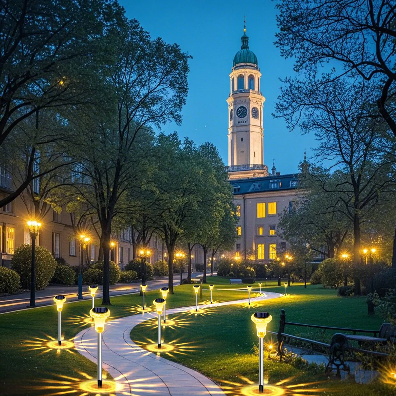 Mini Solar Pathway Lights Outdoor Waterproof Upgraded Bright LED Garden Light Stainless Steel Solar Powered Landscape Lighting Decor for Yard Walkway Lawn Lamp