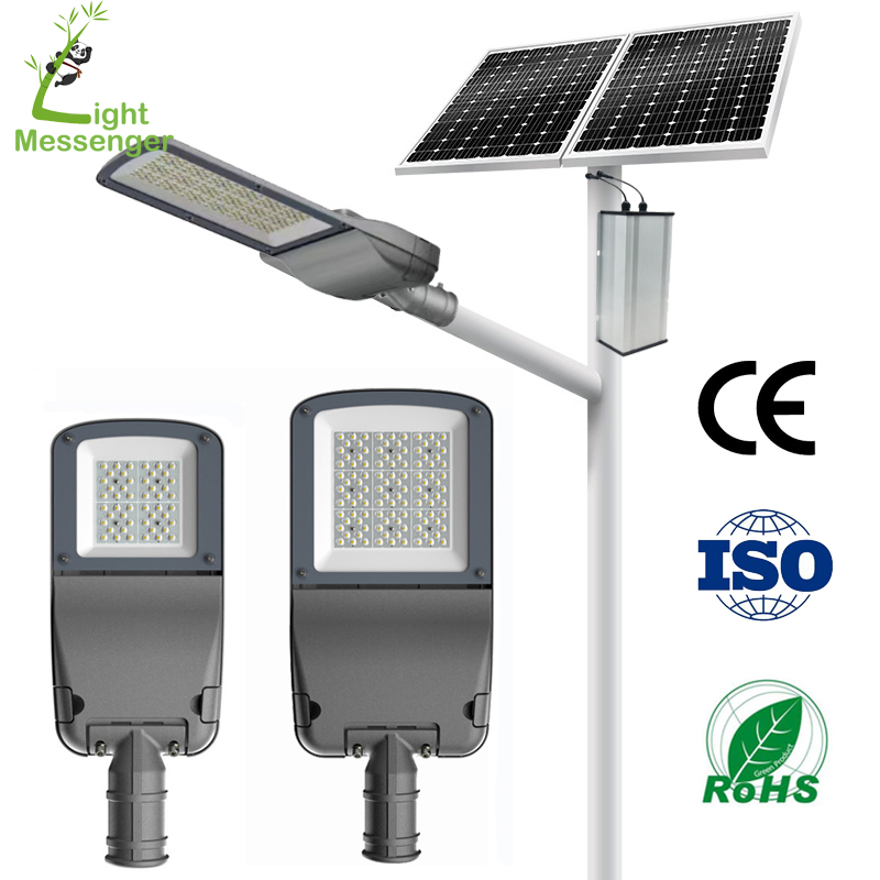 Light Messenger High Lumen Intelligent Road Solar Lamp Lamparas Solares Outdoor Aluminum 100W Split Type Solar Power Street Light with Solar Light Tower