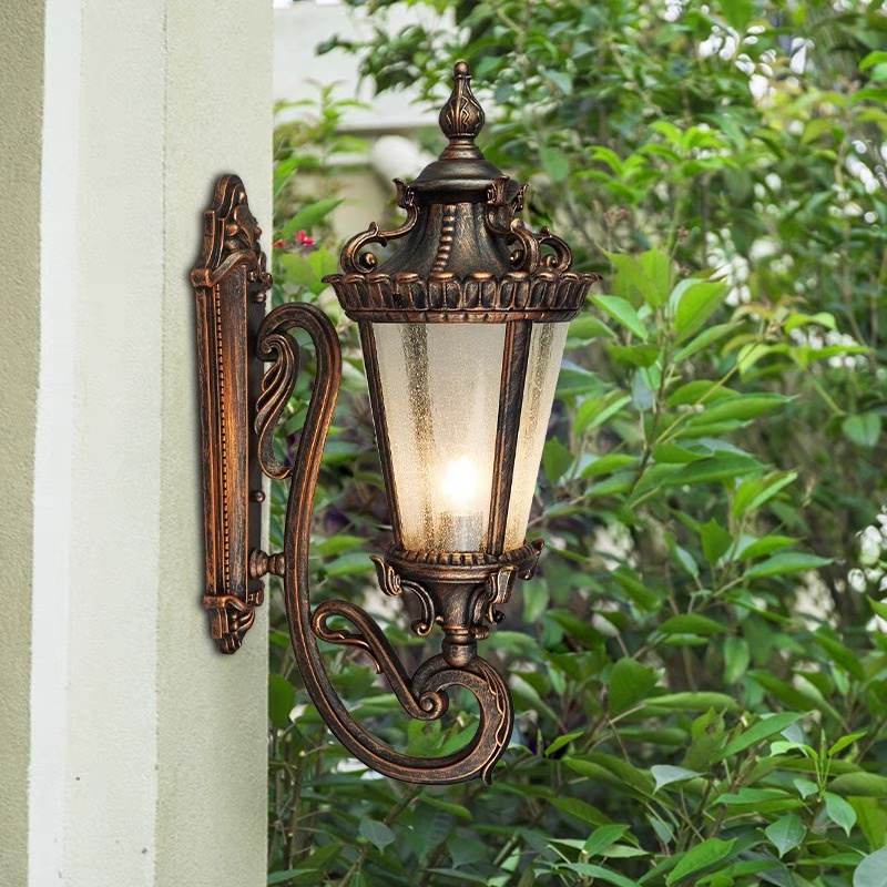 European and American Custom Retro Style Black/antique Bronze Landscape Outdoor Wall Lamp Waterproof LED Lamp Courtyard Lamp