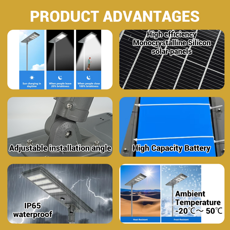 High Quality Time Control 300W 400W 500W IP65 Waterproof Road Garden Integrated All in One Led Solar Street Light