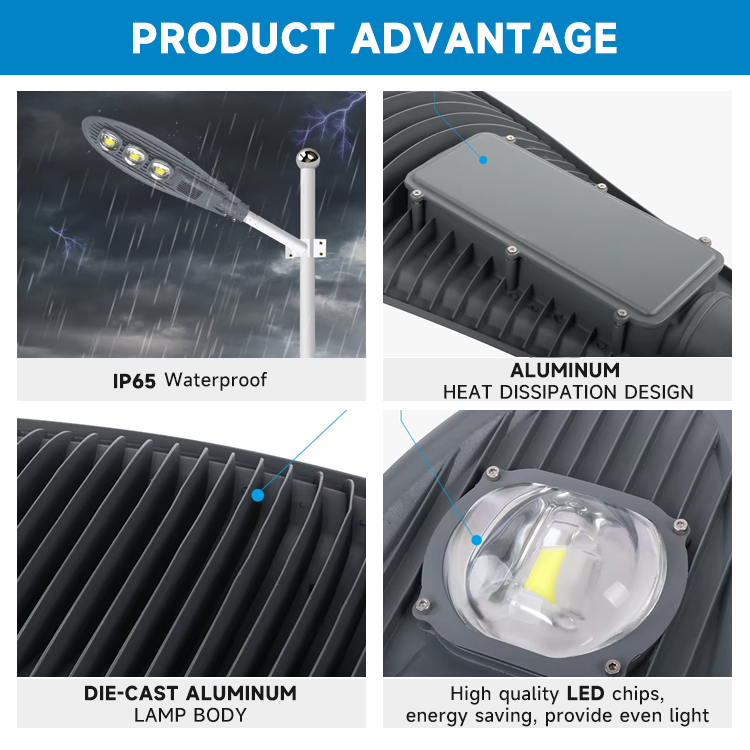 Best Quality Aluminum 30w 50w 100w 150w 200w 250w Outdoor Road Lamps Ip66 Waterproof Street Lights COB Cobra Led Street Light