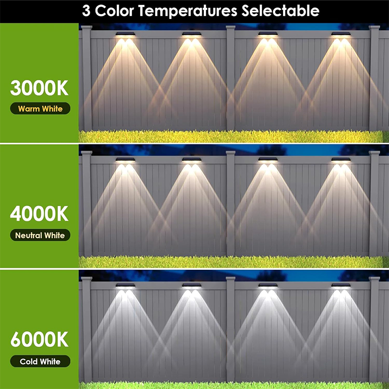 Color Changing Solar Fence Lights Outdoor IP65 Waterproof Fence Garden Wall Lights for Outside Backyard Step Deck Lighting