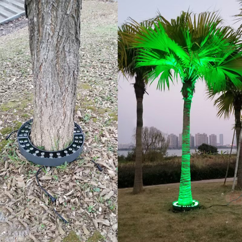12W Black LED Solar Hug Tree Light Solar Hold Column Lamp Ring Garden Led Spot Light Ip65 Outdoor Landscape Spotlight