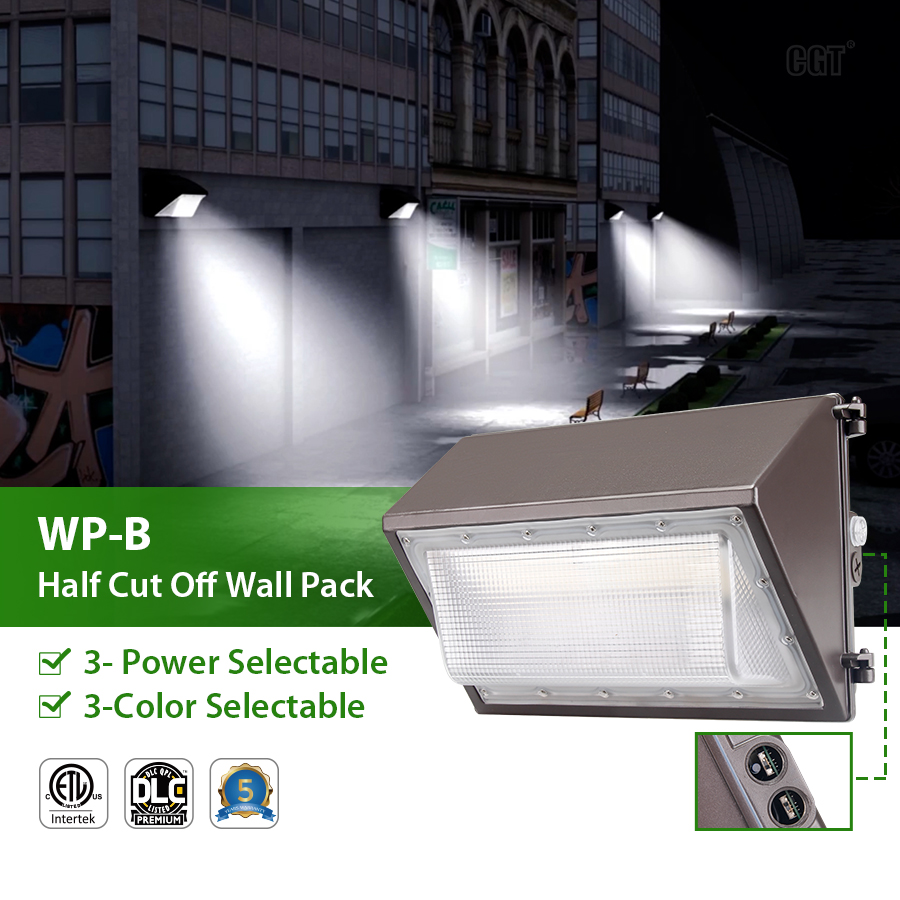 42W 60W 80W 100W 120W in Stock Half Cut Off Wall Pack Photocell Removable 100-277V LED Wall Pack IP65 Outdoor Wall Lamp