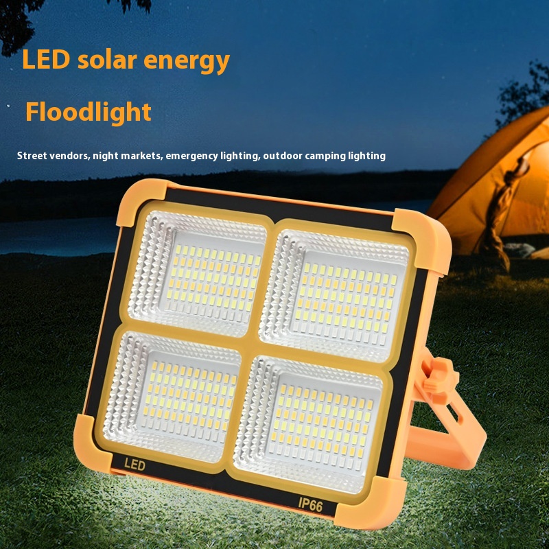 High-Power Ultra-Bright Portable Solar Floodlight for Outdoor Camping ABS Emergency LED Lighting IP66 Rating for Landscape