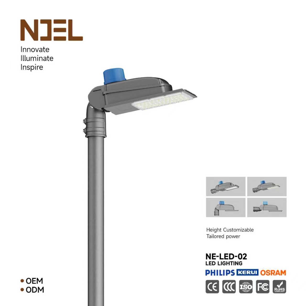 50W-200W IP65 AC High Lumen Waterproof Low Energy Consumption Modular Explosion Proof Aluminum Alloy Outdoor LED Street Light