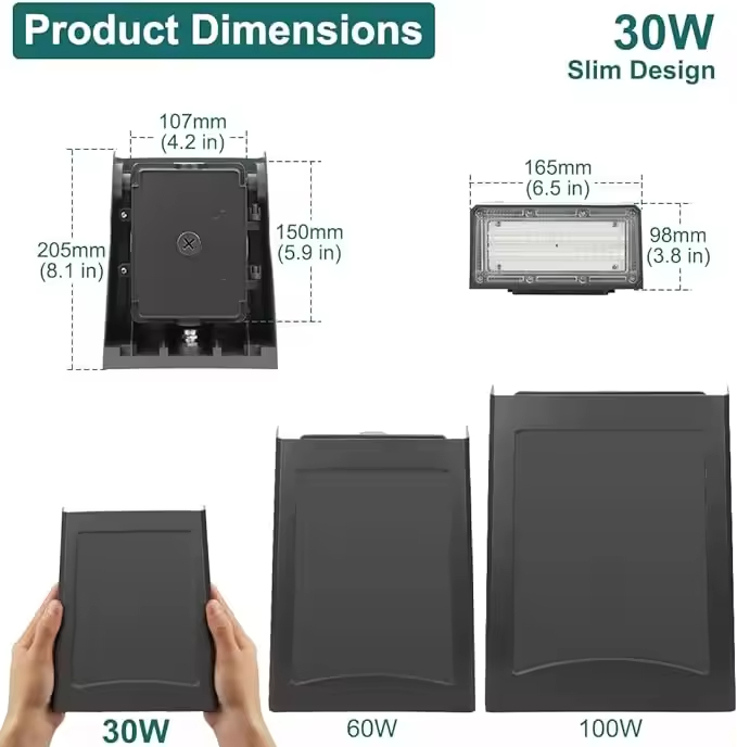 Wattage &amp; CCT Selectable LED Wall Pack Light 20W-120W 130LM/W Outdoor Wall Mounted Lamp IP65 Waterproof Security Light US Stock