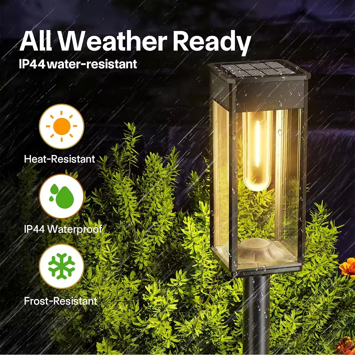 High Brightness Solar Pathway Lights, 1200mAh 18650 Battery (Not 600mAh AA), Last 10-12 Hours, IP65 ABS Garden Lawn Lamp