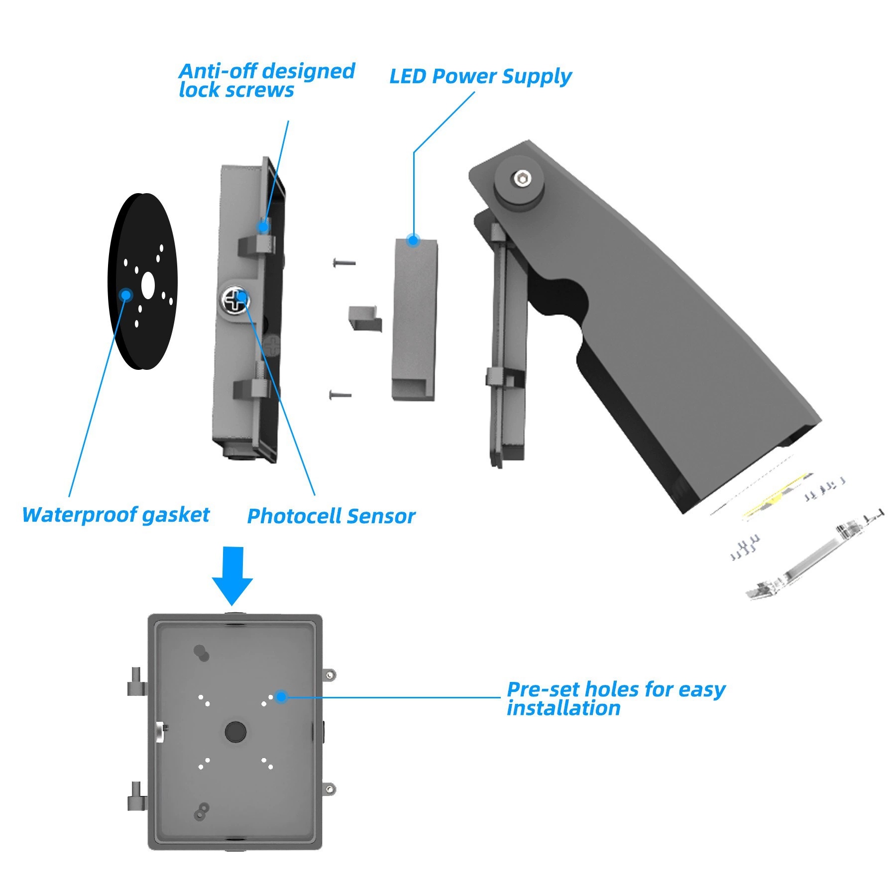 60w 80w 100w 120w Photocell Sensor Wall Mounted Walkway LED Lights LED Semi Cutoff Adjustable Angle LED Wall Pack Light