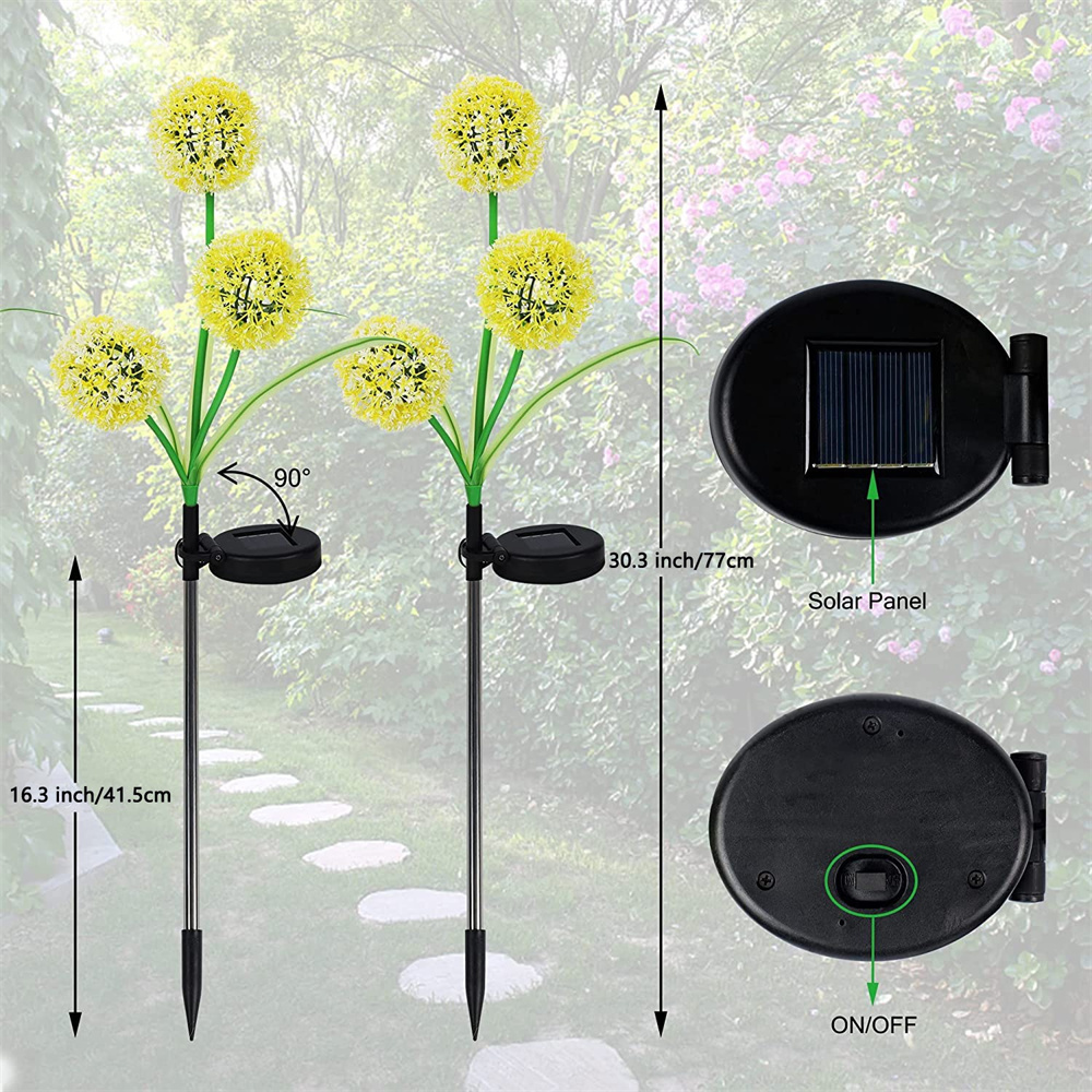 Outdoor Waterproof LED Decorative Light Lamp Solar Dandelion Flower Light for Backyard &amp; Exterior Garden Patio Decoration