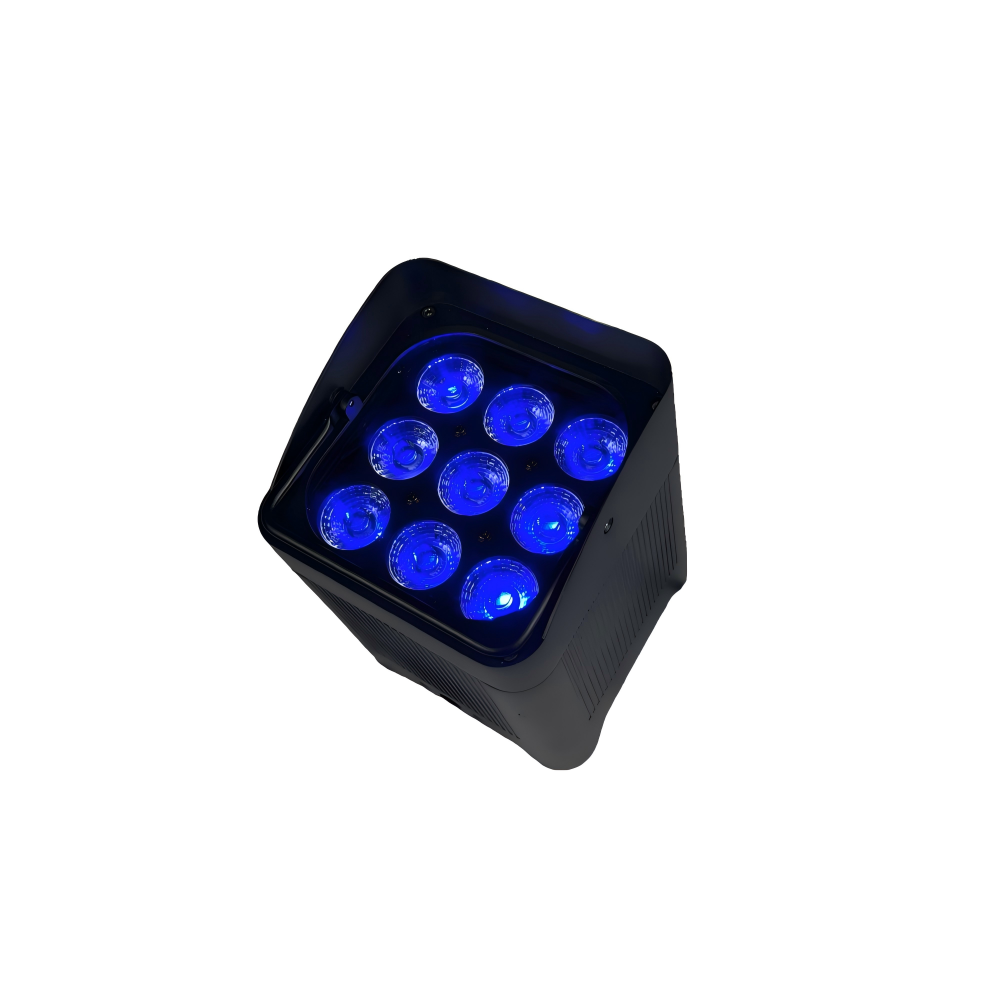 AMG Waterproof 9x18W RGBWA UV 6-in-1 Battery-Powered DMX LED Uplight Aluminum Alloy 15/40 Lens Angle IP65 For Outdoor Events