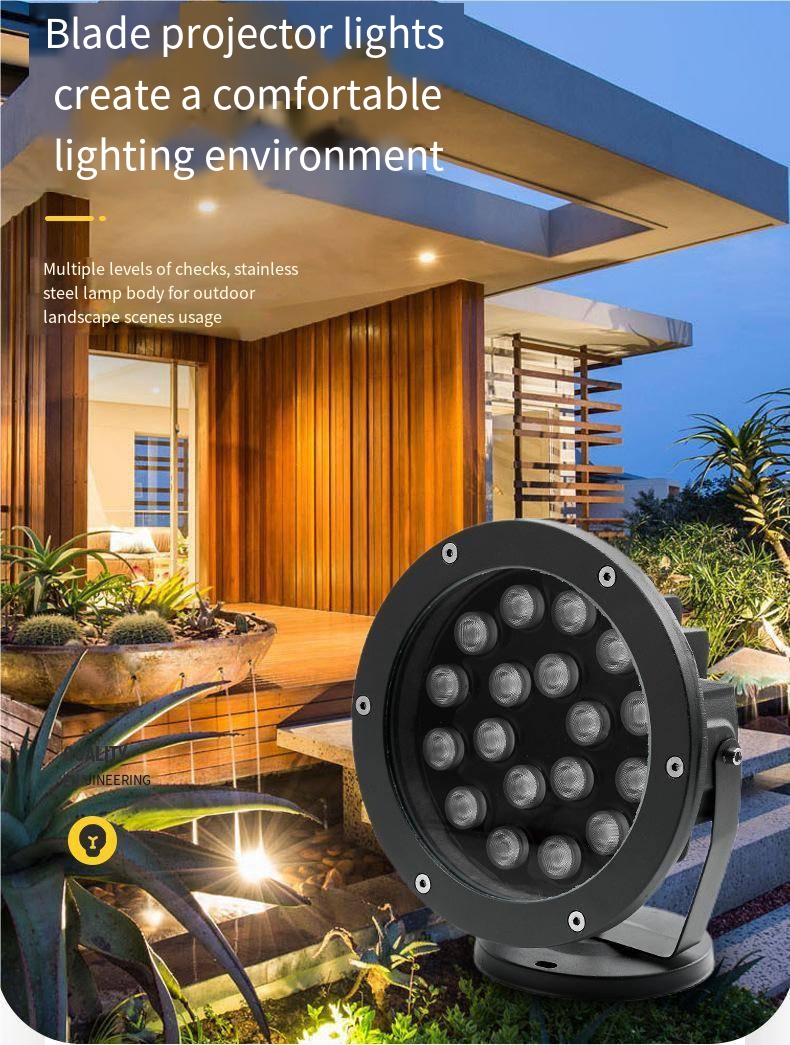 LED High-Power 18W RGB Color Aluminum Tree Spotlight Waterproof AC Outdoor IP65 Remote Control Dimmable 2000 Garden Lighting