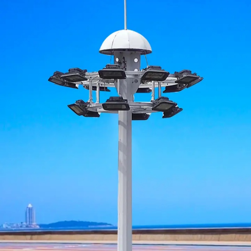 Integrated LED Lifting High Mast Light Pole For Urban Road Intersection