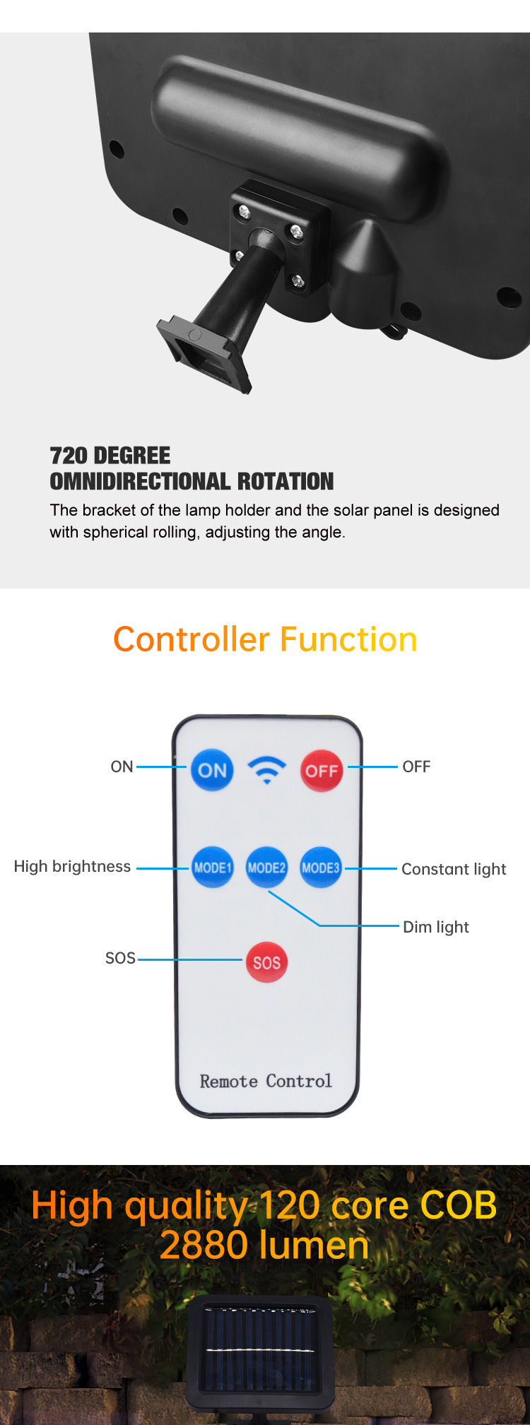 COB Waterproof Motion Sensor Solar Wall Lights