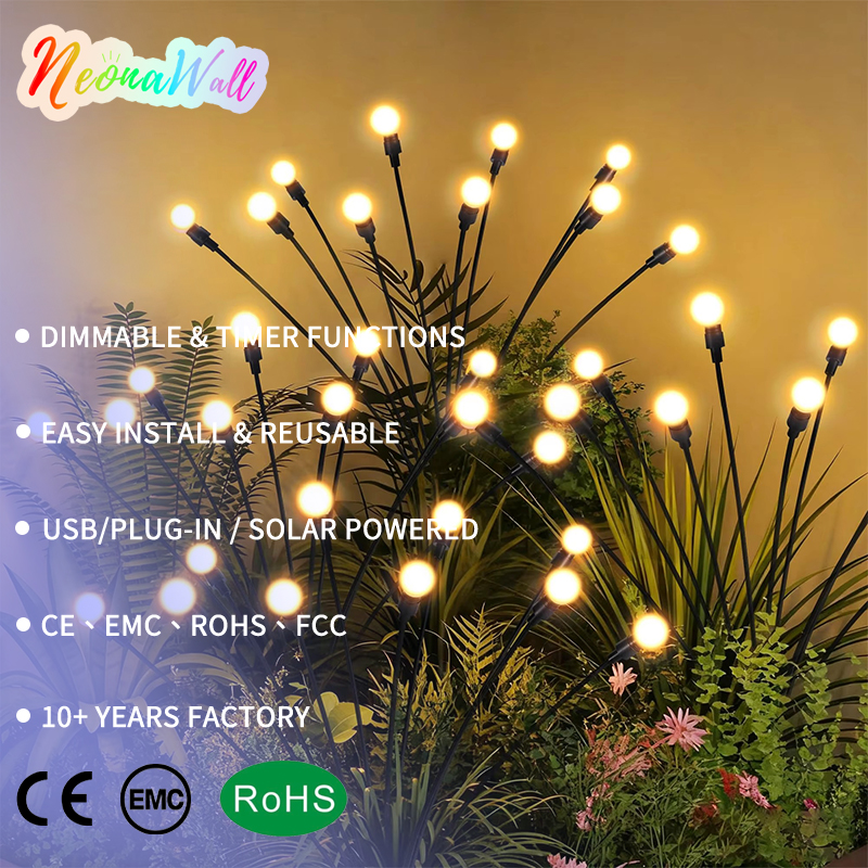 Solar Powered Firefly Lights Outdoor Swaying LED Landscape Lights for Garden Patio Yard Pathway Lawn Holiday Decoration