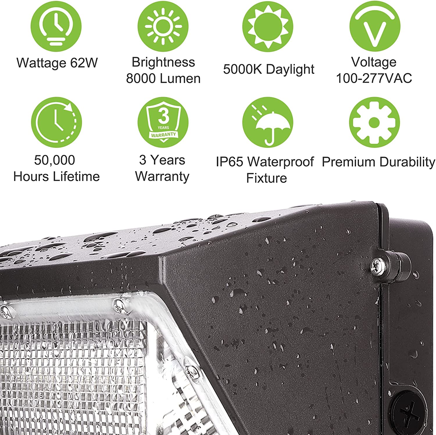 Toplight 5 Years Warranty Waterproof LED Semi Cutoff Outdoor Lighting 130lm/w 60W 80W 100W 120w Wall Pack Light
