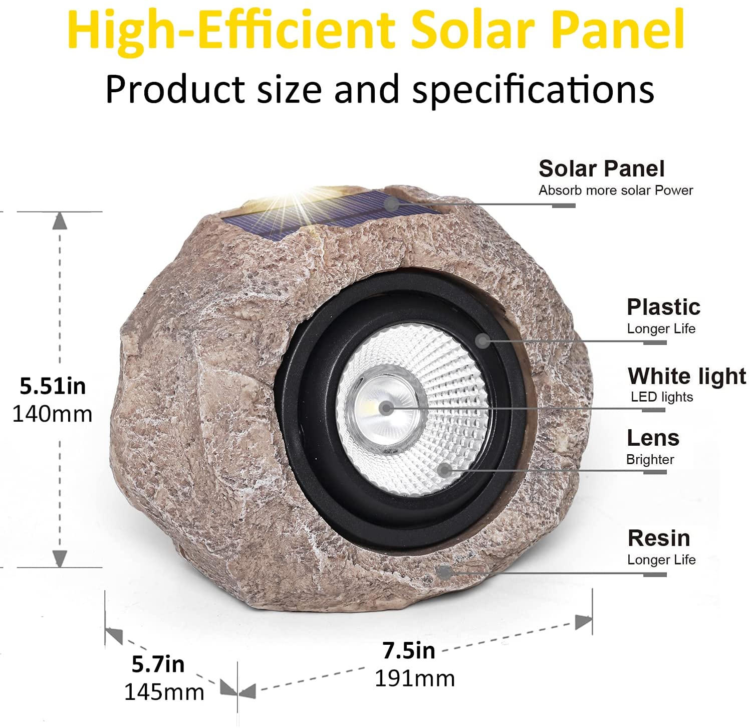 Solar Power Garden Rock Lights Details