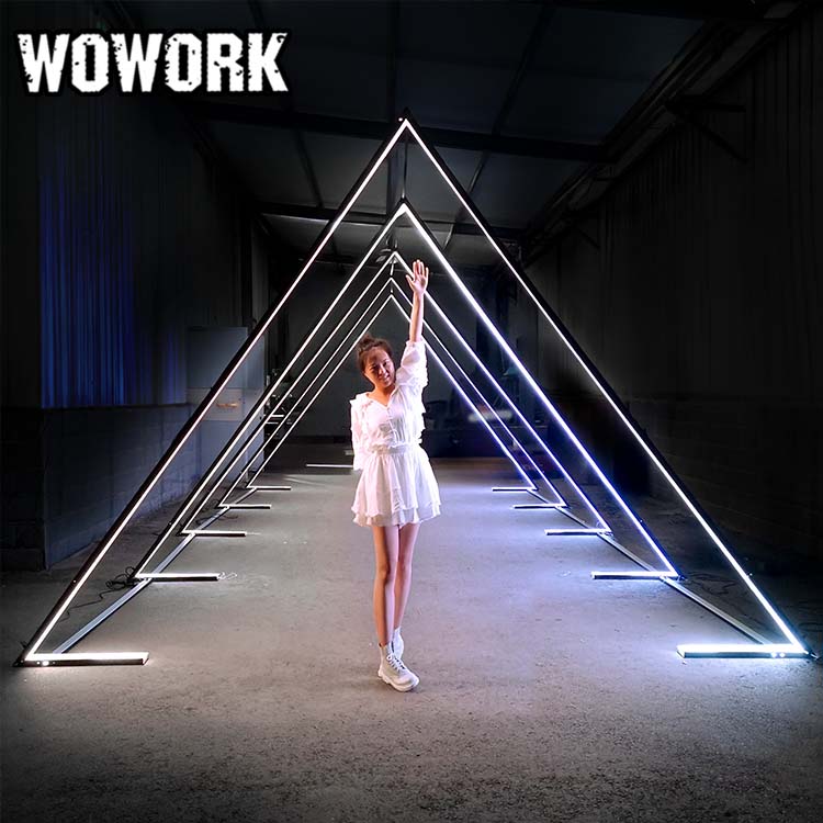 2026 WOWORK Standing Led Giant Frame Neon Wedding Path Tunnel Lights for Wedding Stage Backdrop Decoration