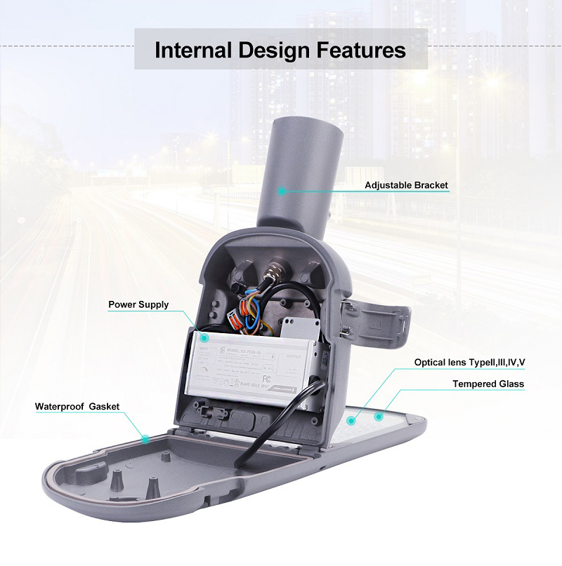 30W 50W 100W 120W 150W 200W 300W Adjustable Mounting Bracket Waterproof IP66 Outdoor LED Street Light for Road