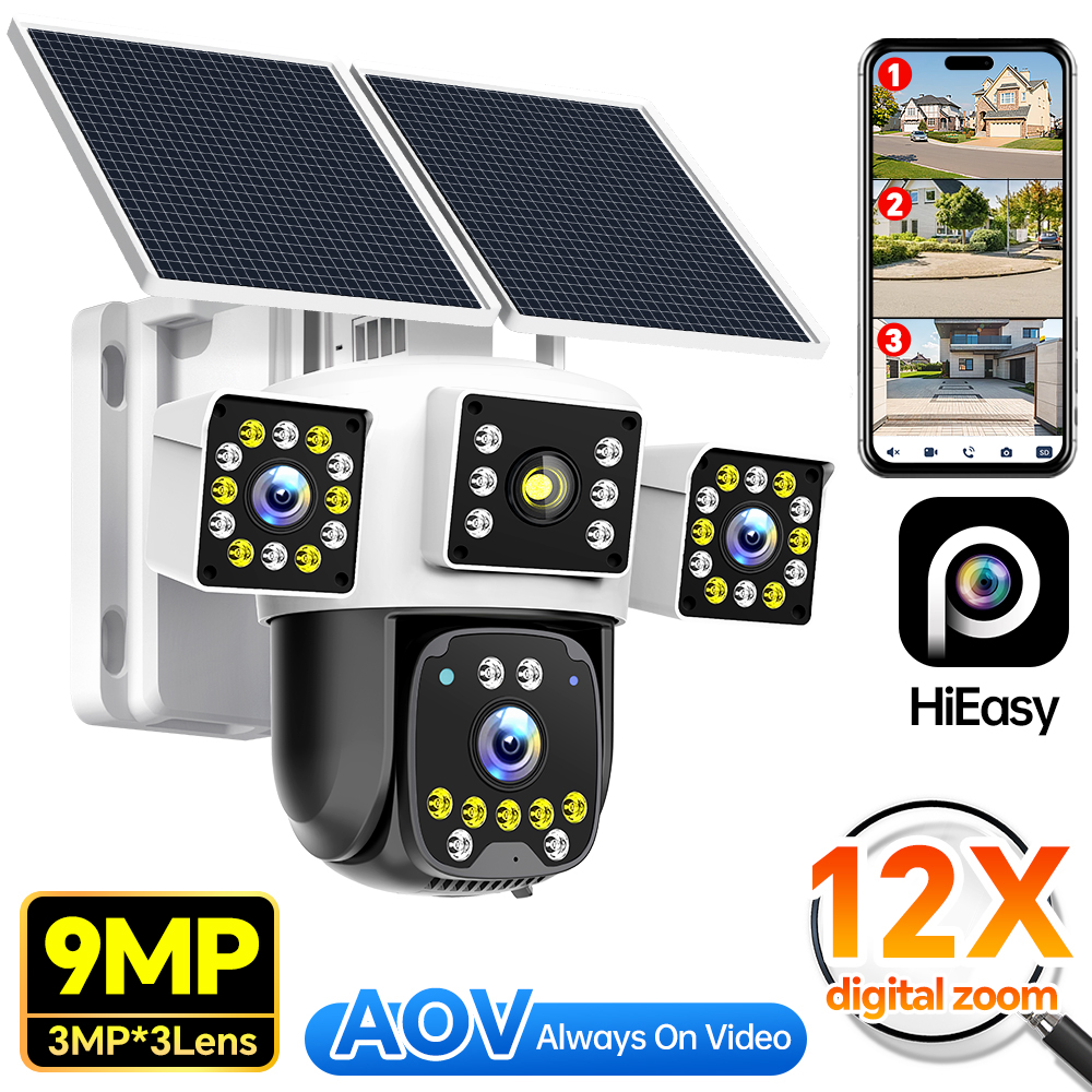 Hieasy Street Light Solar Camera Wireless 4G Sim Card Network Camera Human Tracking Two-Way Audio Home Security CCTV Camera