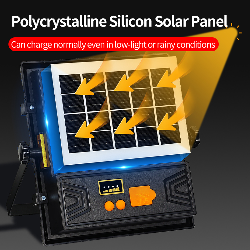Solar Work Flood Light, Heavy-Duty &amp; Portable High-Lumen LED for Remote Construction Sites, Camping and Power Outages