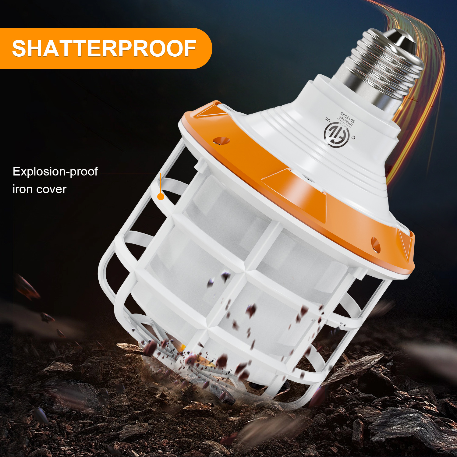 2024 New Explosion-proof Light Bulb Double Waterproof IP68 Explosion-proof Led Work Light 12v Garage Construction Use Work Lamp
