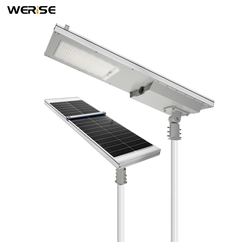 WERISE IP65 GPS External Battery Box Adjustable Brightness and Color Temperature AI IOT Solar Led Street Light