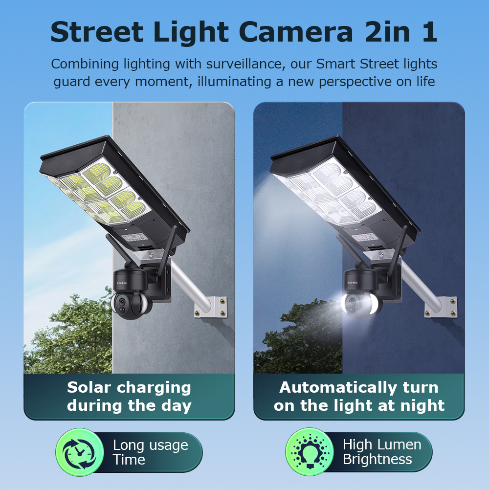 2025 Outdoor IP66 Waterproof Security Solar Camera 4G Sim Card Garden Street Light Color Night Vision Cctv All In One System