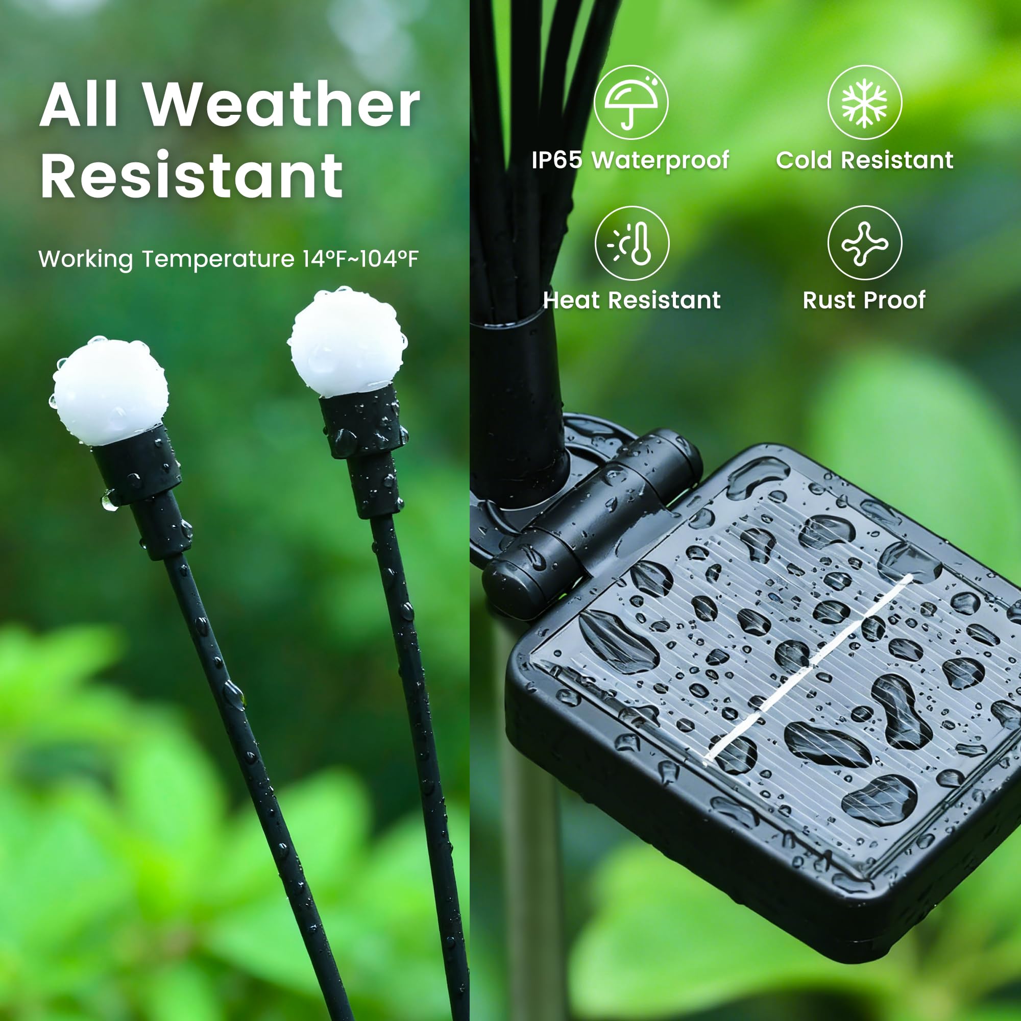 Solar Powered Firefly Lights Outdoor Swaying LED Landscape Lights for Garden Patio Yard Pathway Lawn Holiday Decoration