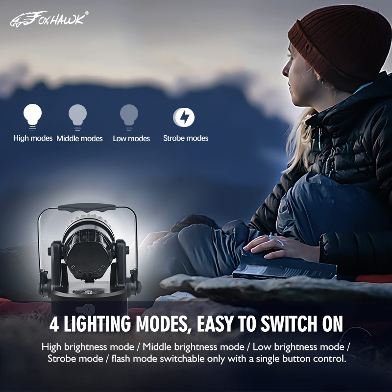 Foxhawk High Power LED IP66 Portable Explosion Proof Searchlight Super Bright Landscape Night Emergency Rescue Work Light